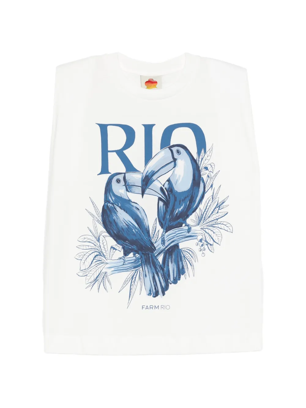 FARM Rio round-neck toucan-print top - Bianco