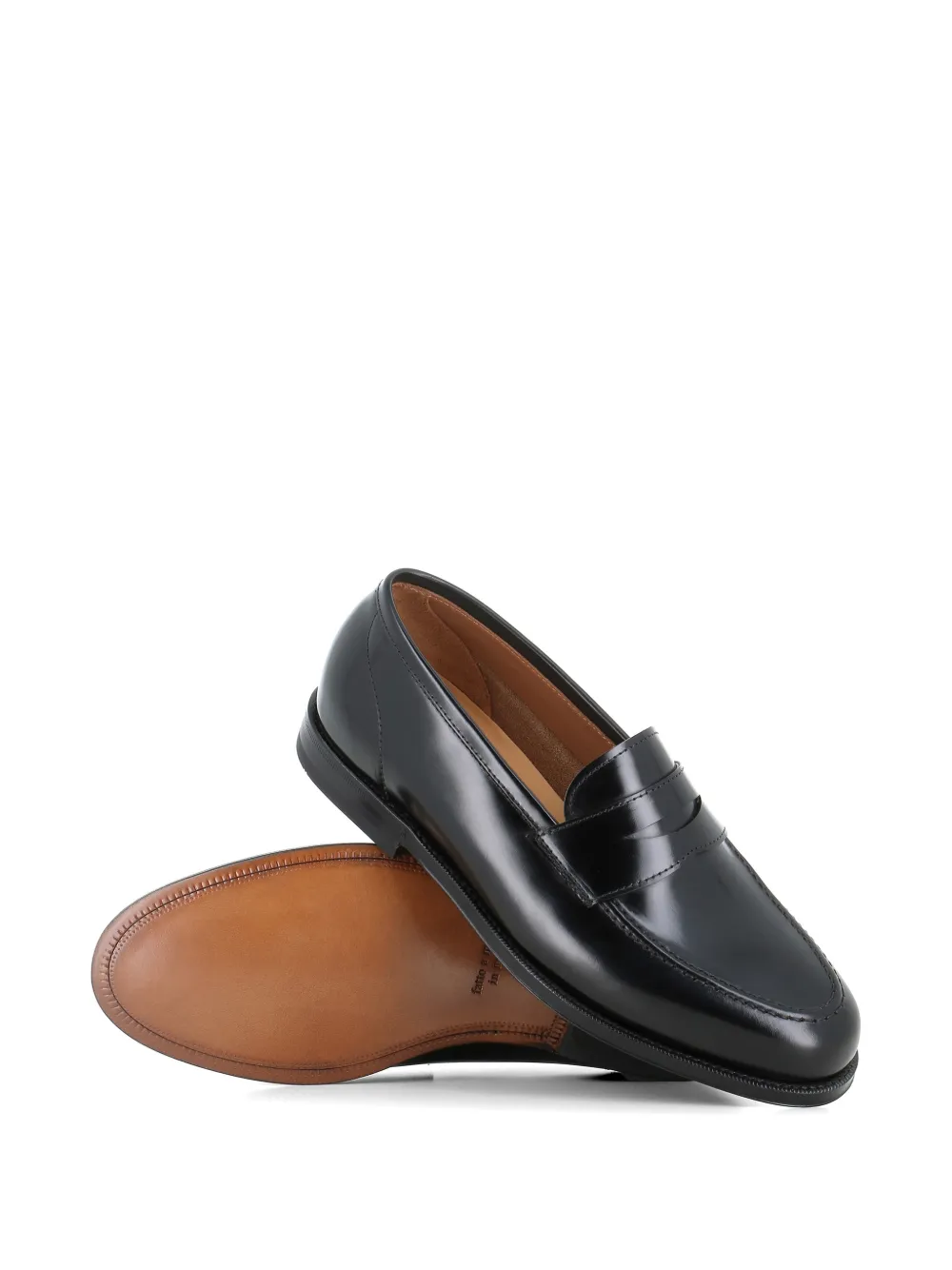 Green George Leren loafers met bandje Zwart