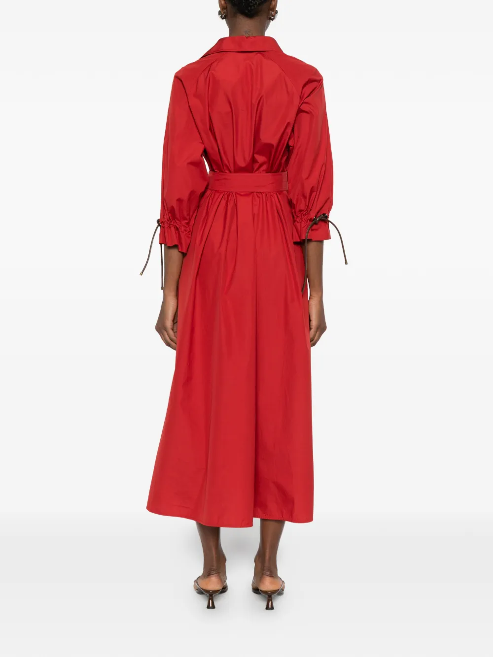 Max Mara Midi-jurk met gestrikt detail en V-hals Rood
