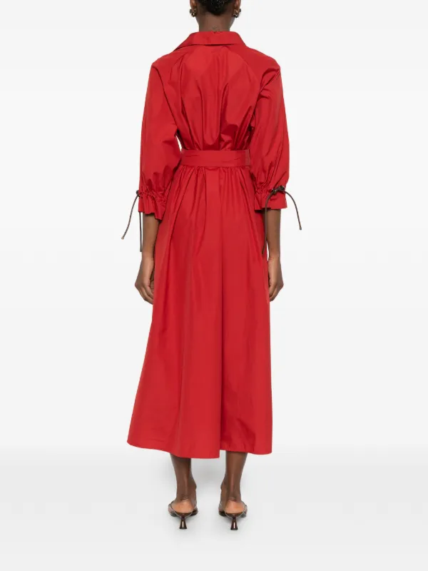 Max Mara Vestido Midi Gola V Com Amarração | Vermelho | FARFETCH BR