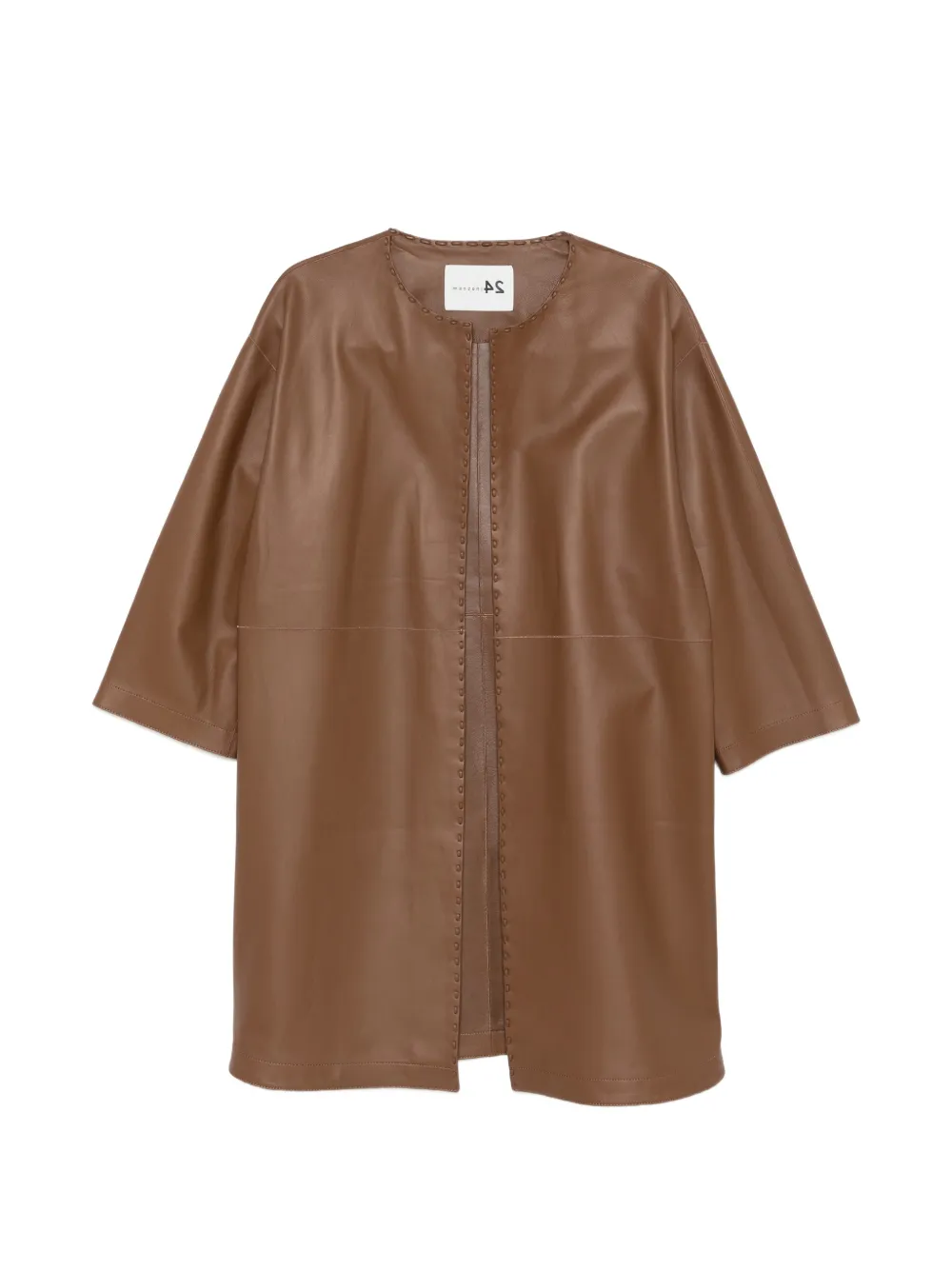 Manzoni 24 open-front leather coat - Marrone