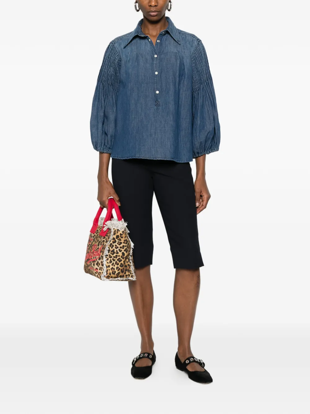 PINKO Geplooide blouse met knopen Blauw