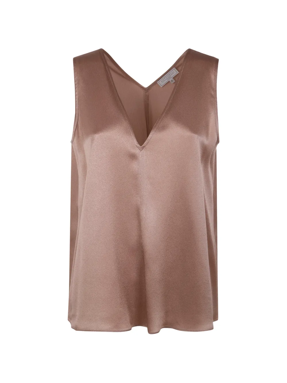 Antonelli V-neck Satin Top In Brown