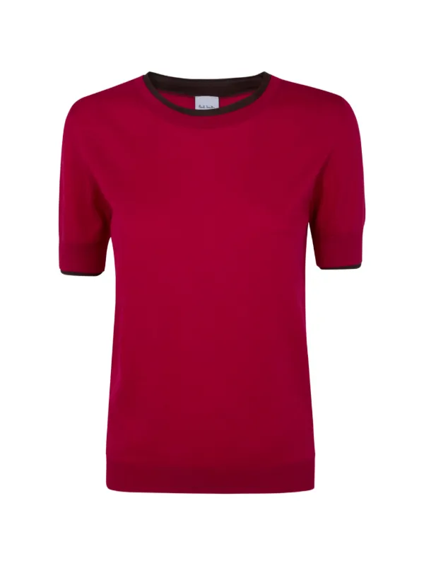 Paul Smith Contrasting-trim T-shirt in Red