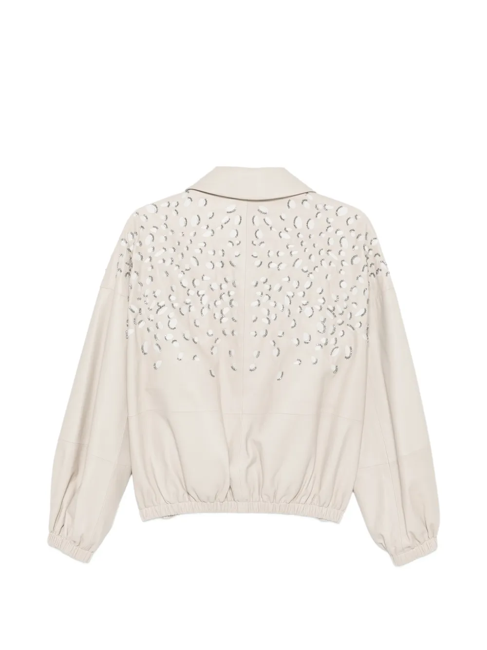  Manzoni 24 Collared Embellished Leather Jacket - Neutrals 