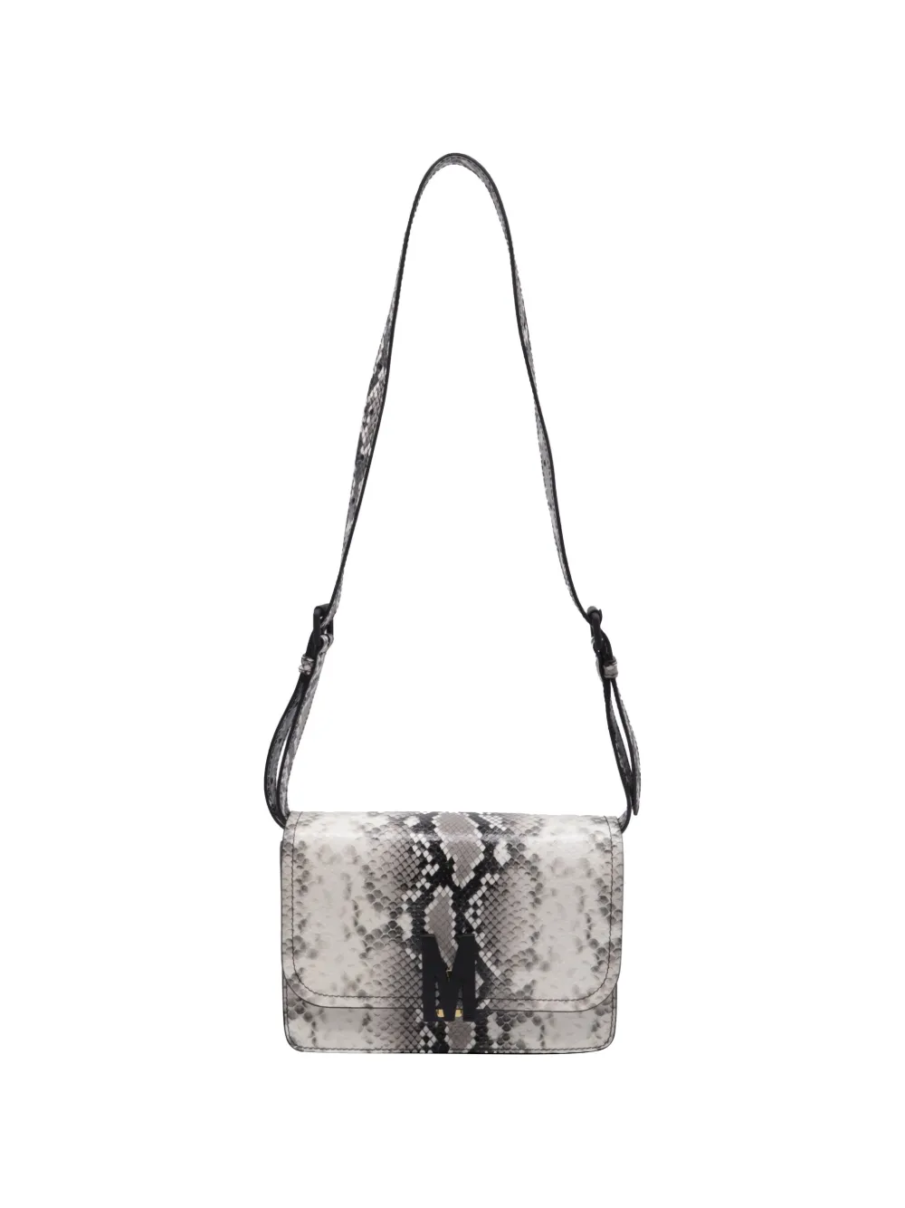 Moschino Pre-Owned M-logo python-print shoulder bag - Bianco