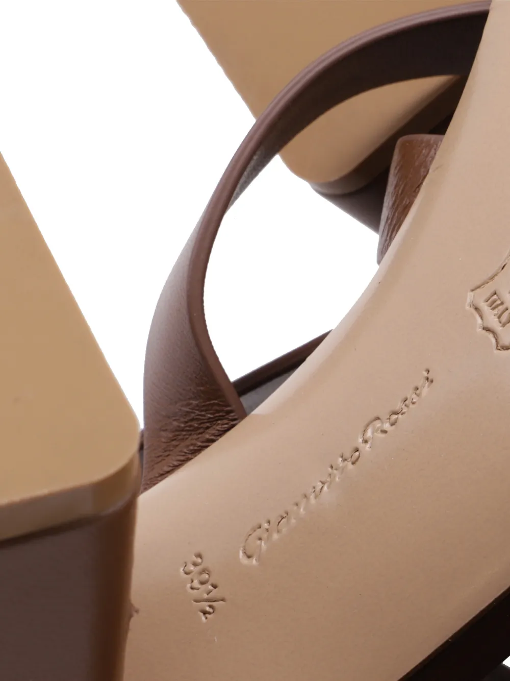 strappy block-heel leather sandals