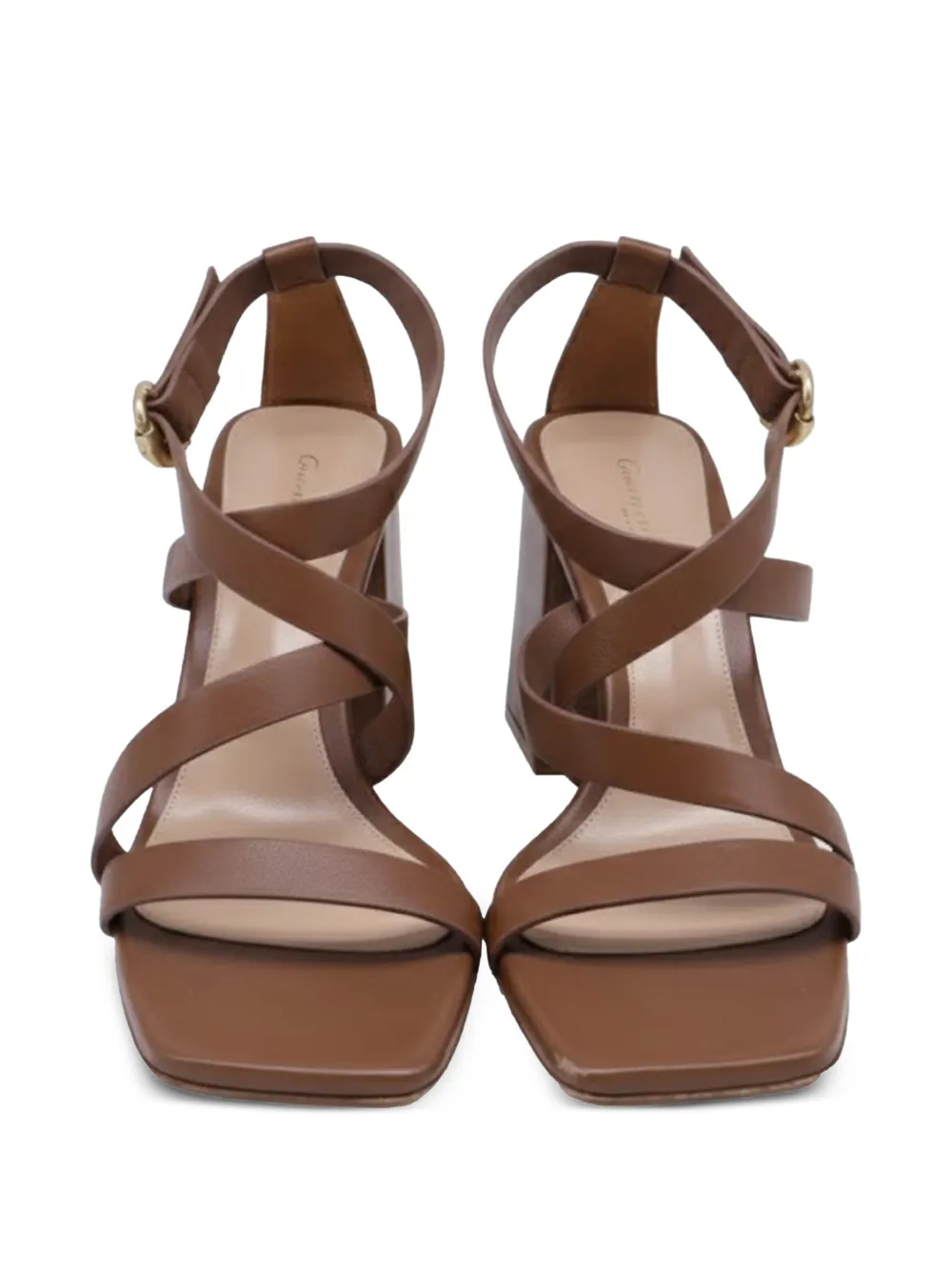 strappy block-heel leather sandals