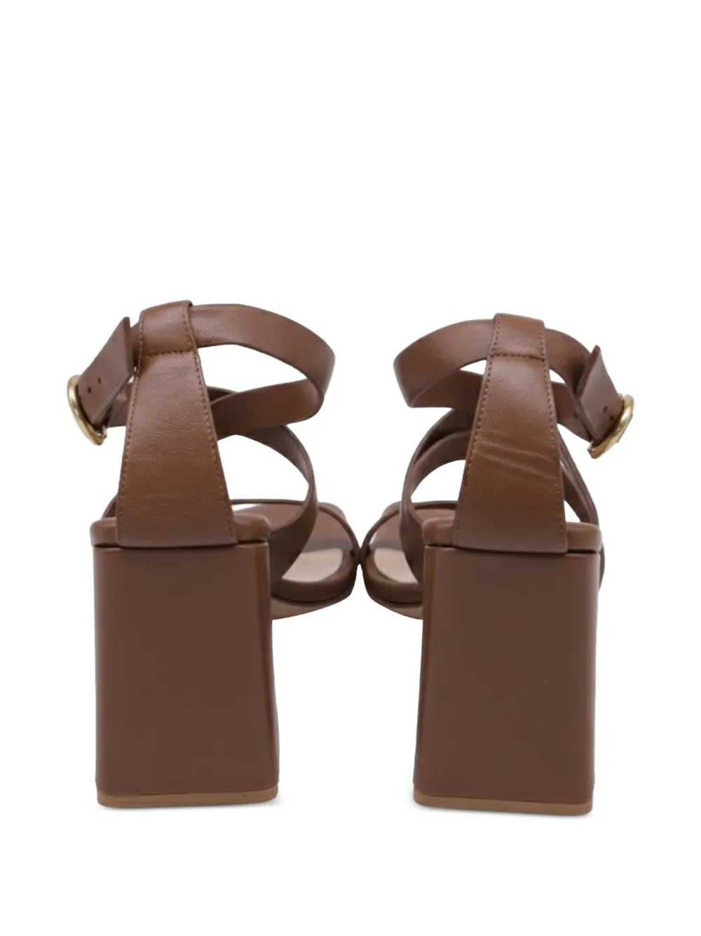 strappy block-heel leather sandals