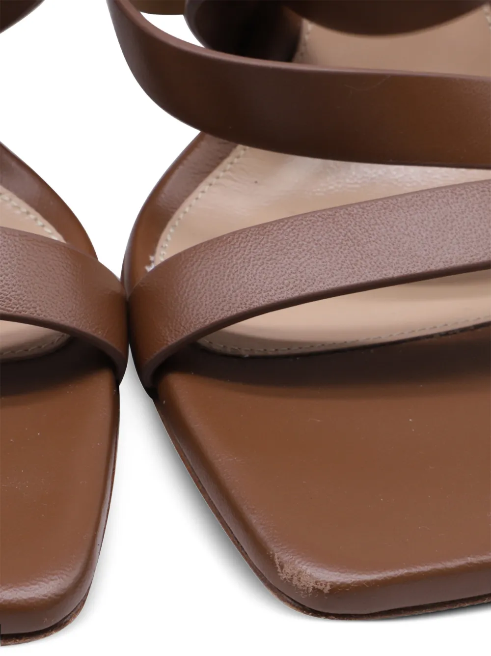 strappy block-heel leather sandals