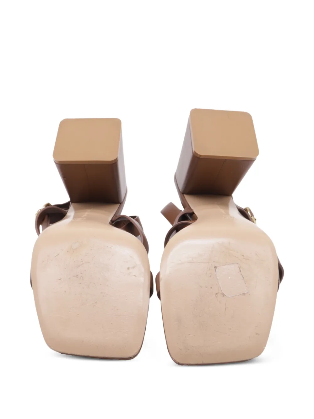 strappy block-heel leather sandals