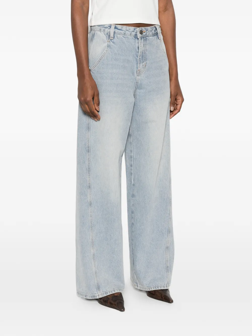  Eleh Button-fastening Wide-leg Jeans - Blue 