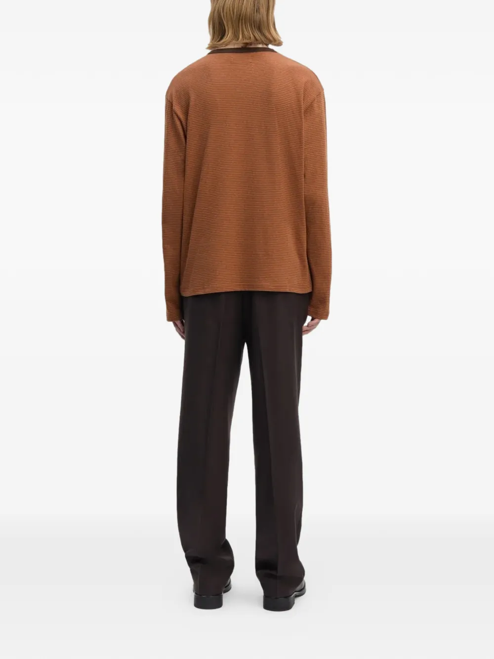  Another Aspect 3.0 Striped Crew-neck T-shirt - Brown 