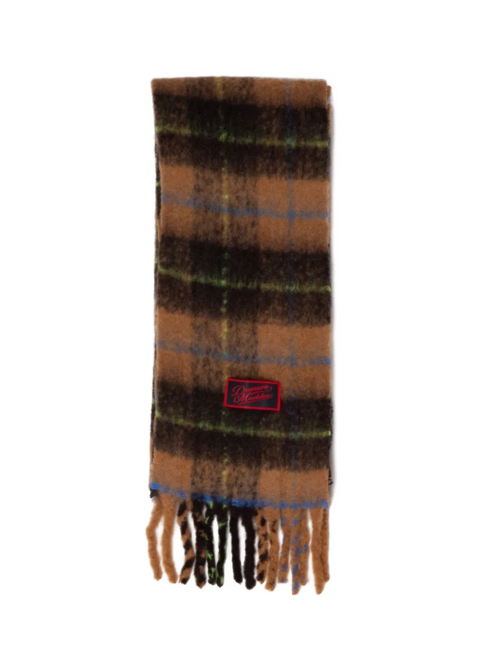  Damson Madder Fluffy Check Scarf - Neutrals 