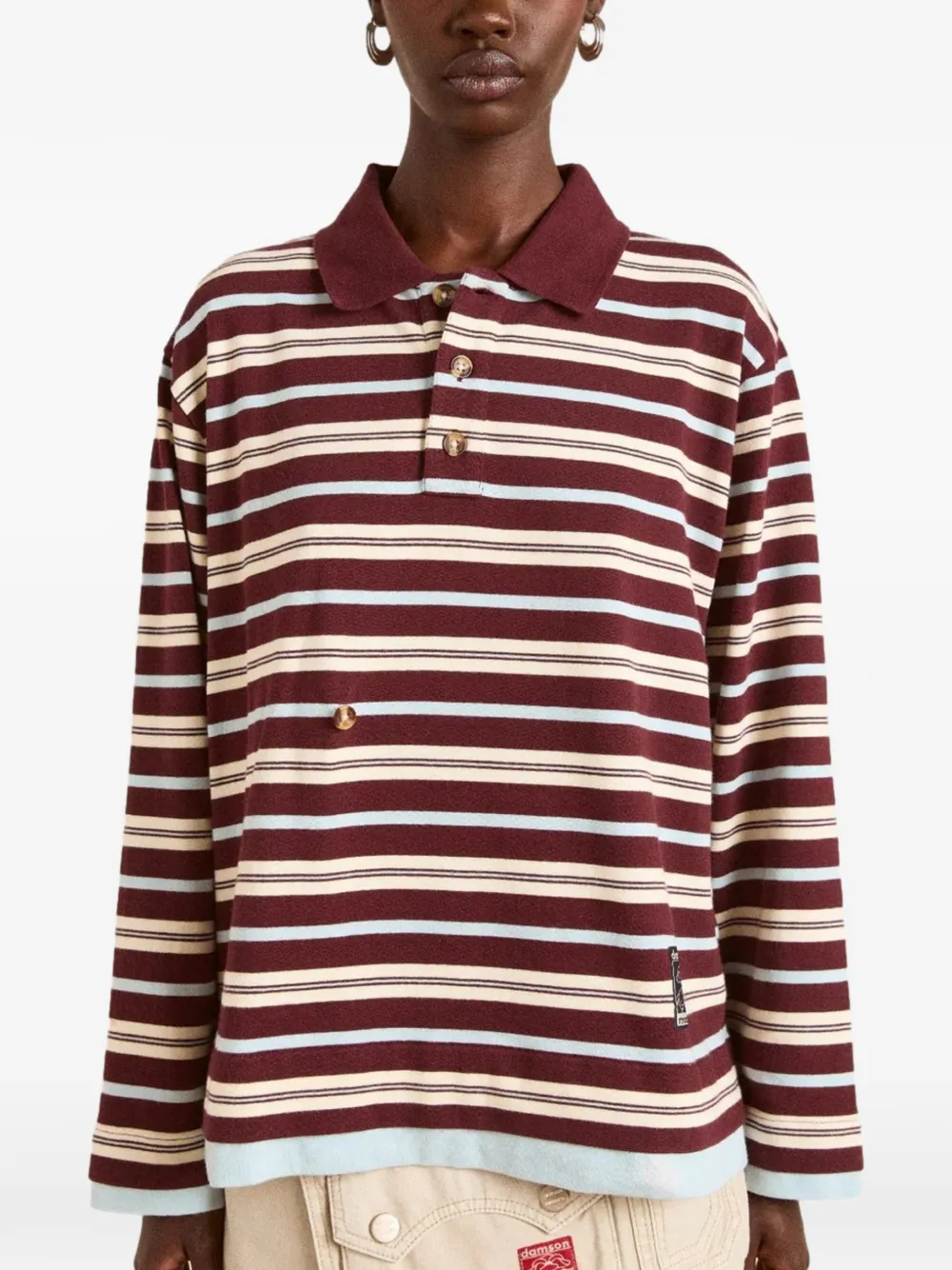 DAMSON MADDER Noah striped polo shirt - Rosso