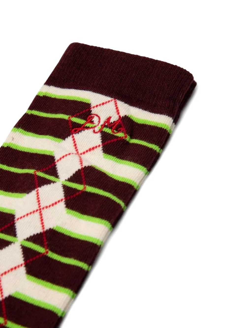  Damson Madder Striped Argyle-knit Socks - Brown 