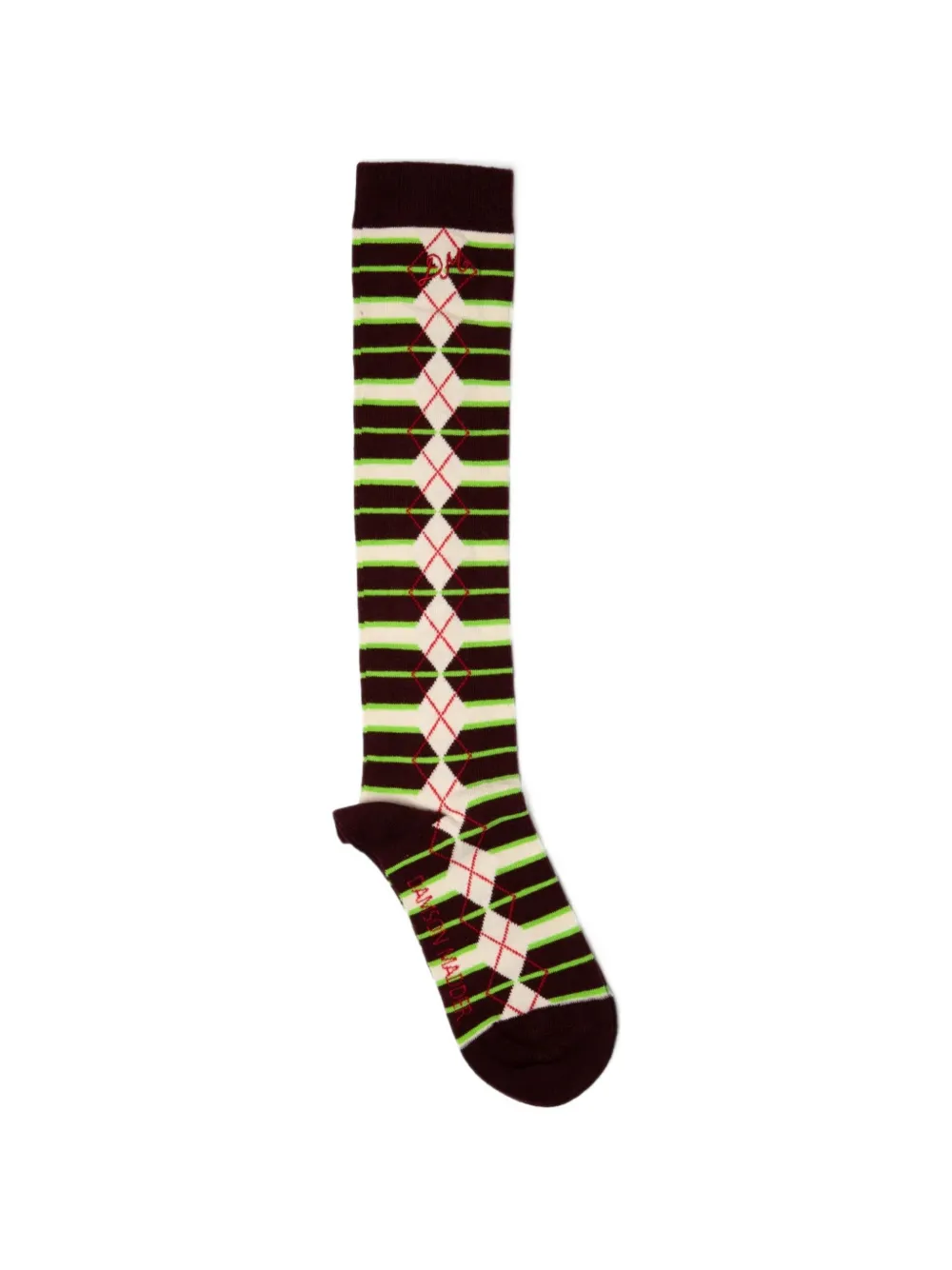 Damson Madder Striped Argyle-knit Socks In Black