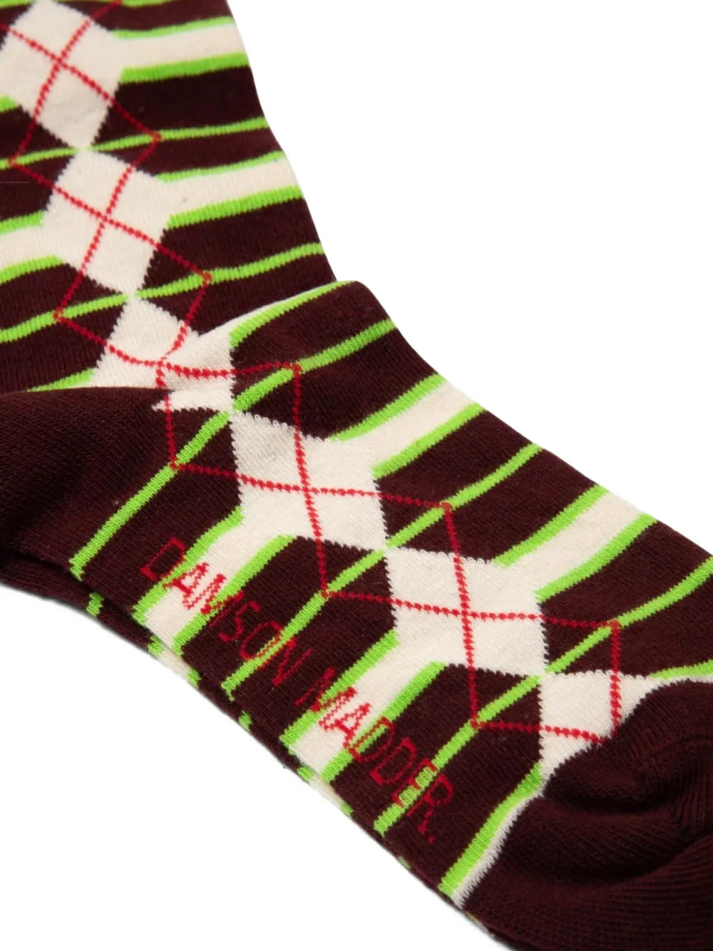  Damson Madder Striped Argyle-knit Socks - Brown 