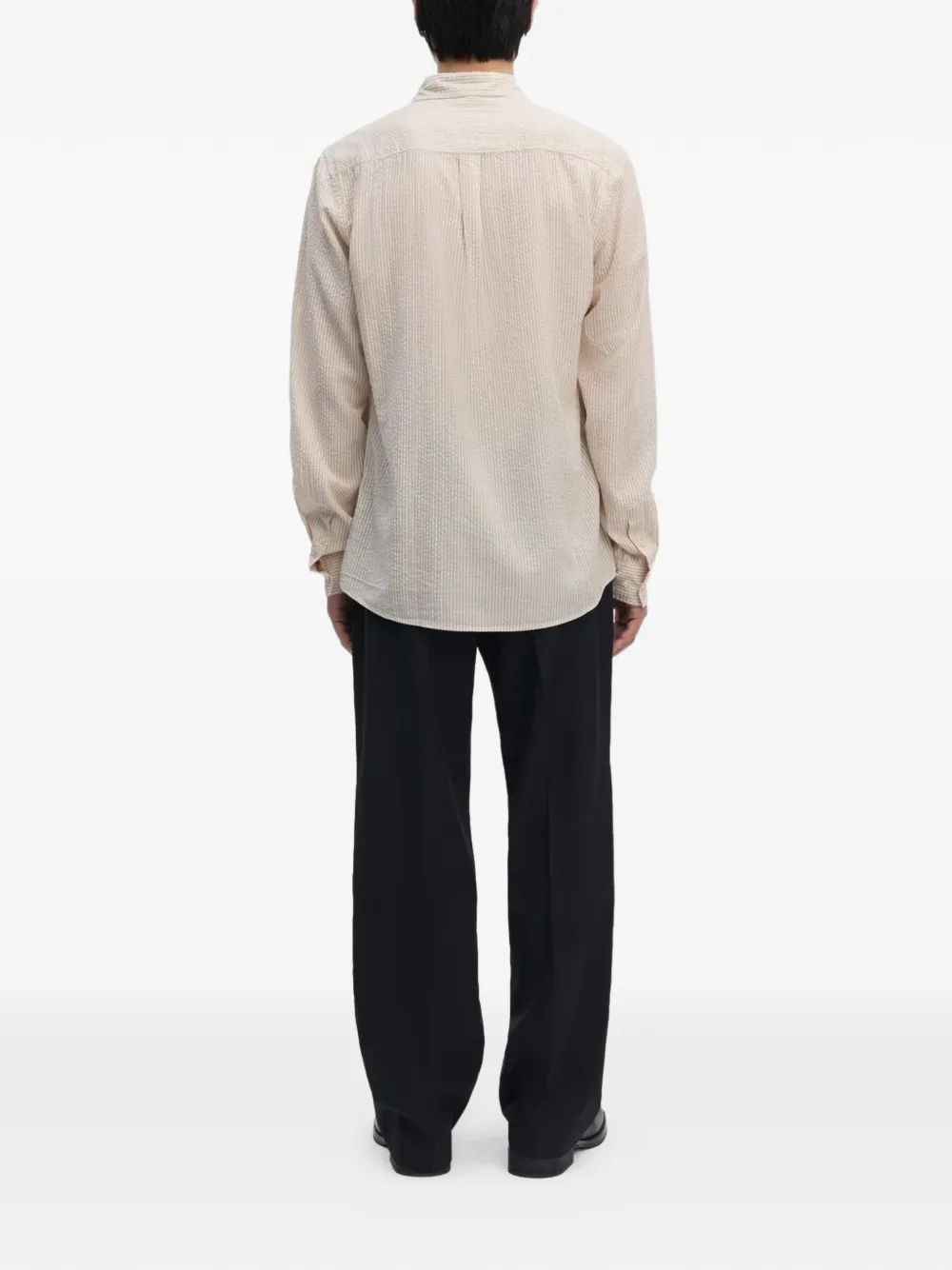  Another Aspect Striped Chest-pocket Shirt - Neutrals 