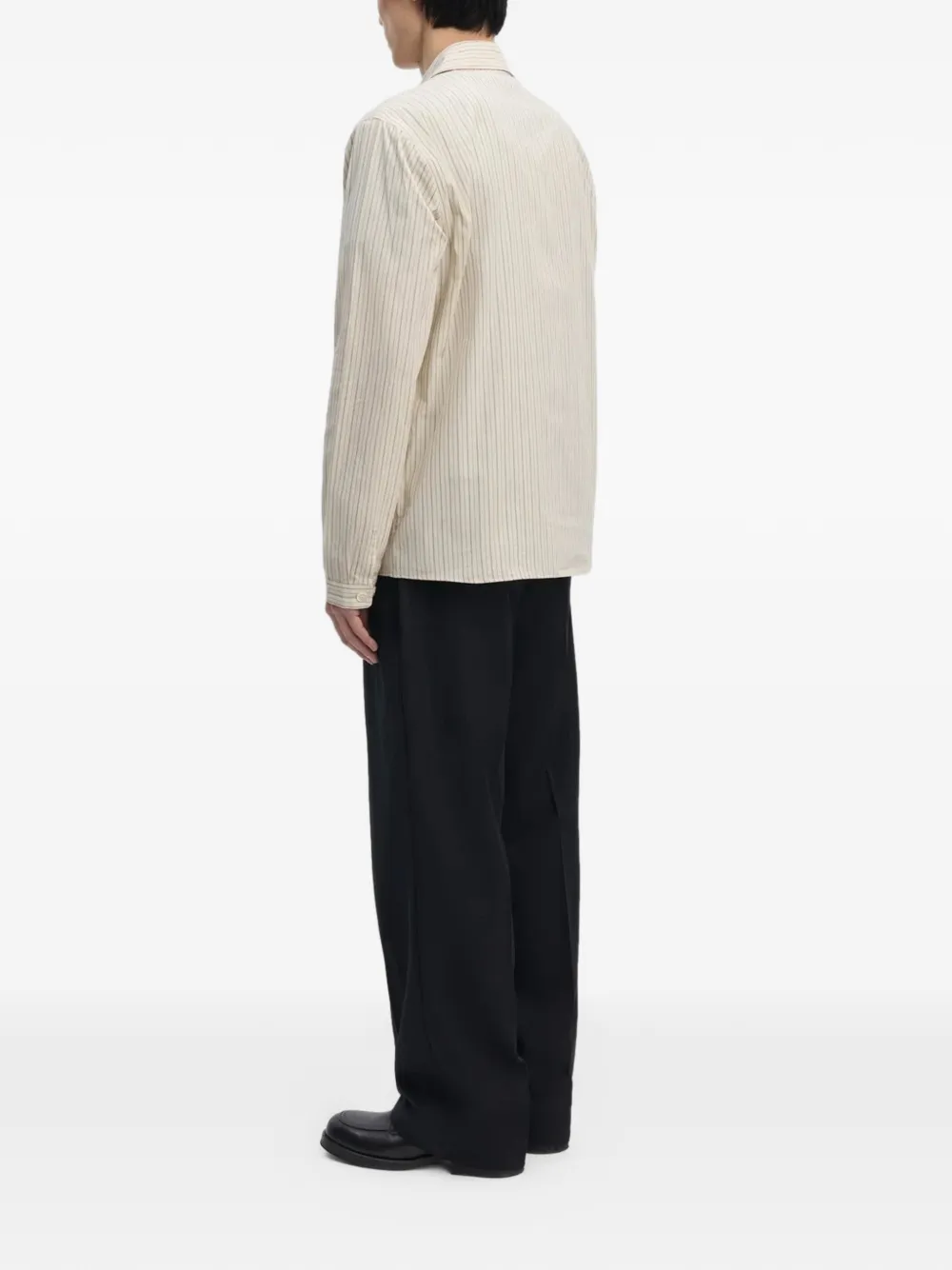  Another Aspect Striped Zip-up Shirt - Neutrals 