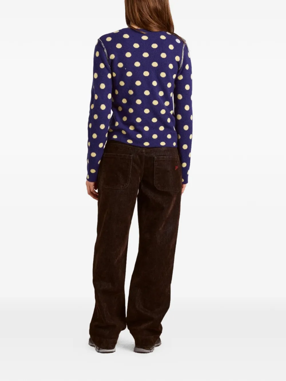  Damson Madder Polka-dot Reversible Cardigan - Yellow 