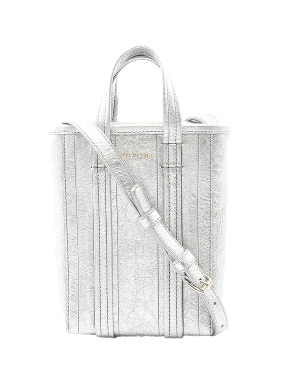 Balenciaga Pre-Owned 2010-2026 Metallic Leather Phone Holder crossbody bag - Argento