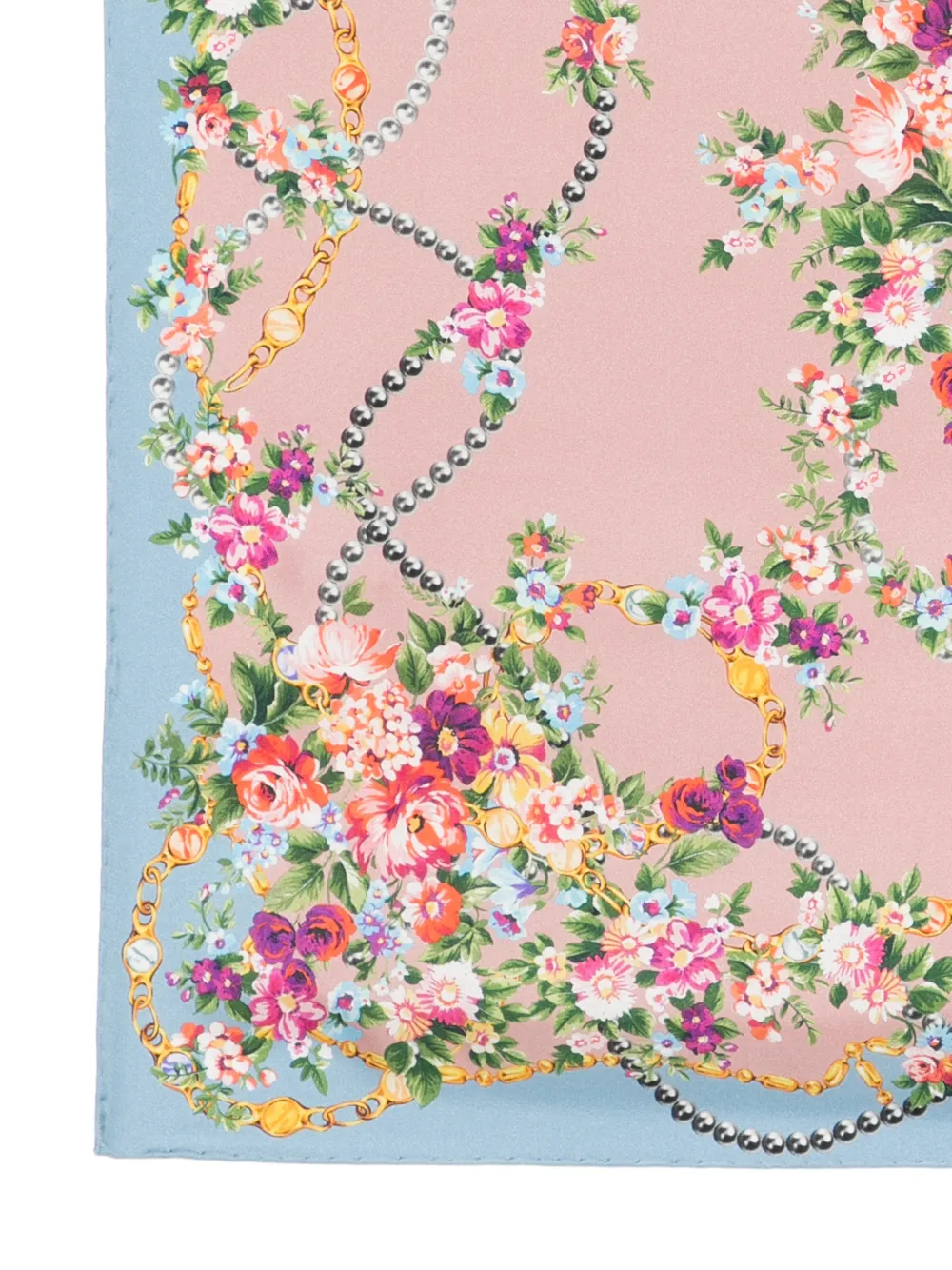 Dolce & Gabbana Kleine zijden twill sjaal met bloemenprint Blauw
