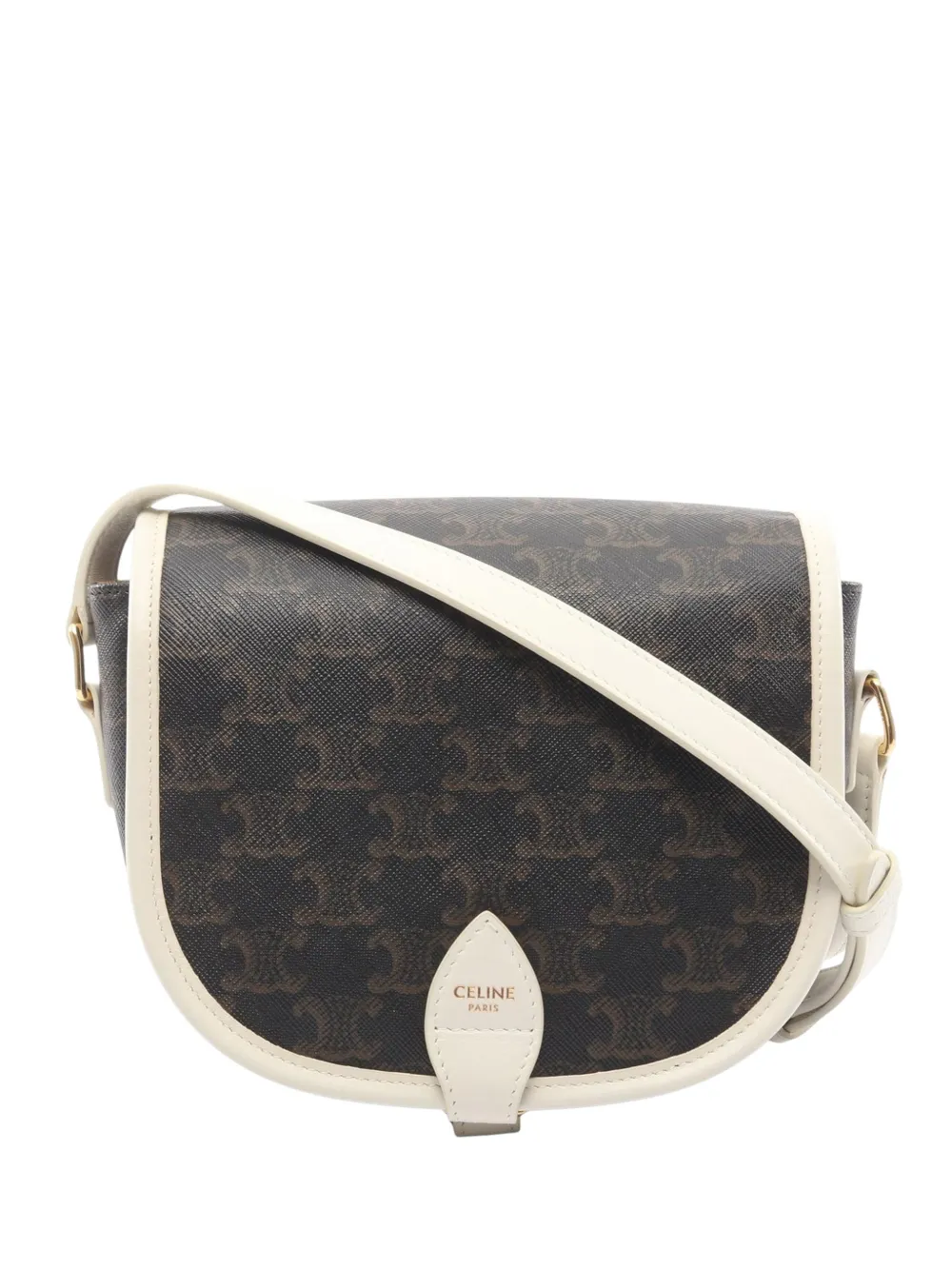 Celine Pre-Owned 2021-2026 Medium Triomphe Coated Canvas Folco crossbody bag - Nero