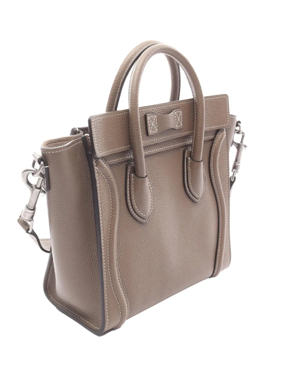  Celine Pre-owned 2010-2026 Nano Leather Luggage Tote Satchel - Grey 