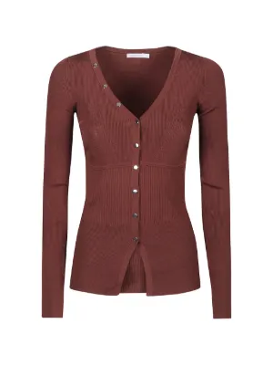 Cecilie Bahnsen Bessie Ruffled Cardigan | Brown | FARFETCH