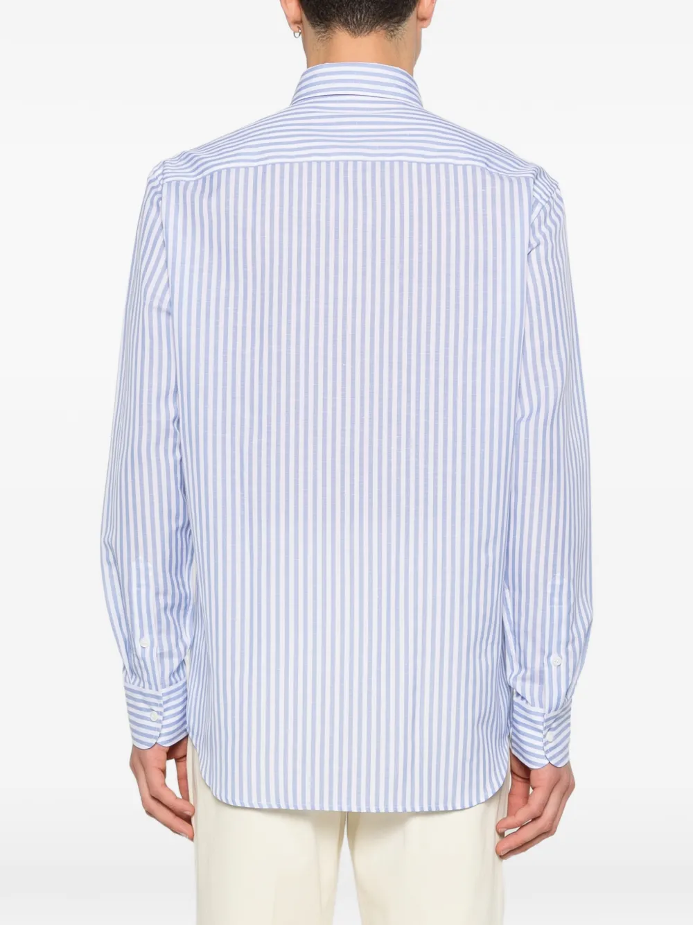 Brioni Hidden BD gestreept overhemd met knopen Blauw