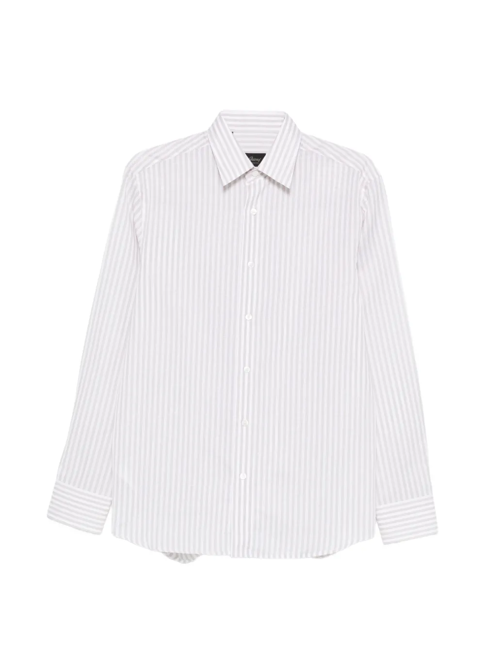 Brioni Camicia Hidden BD a righe - Bianco