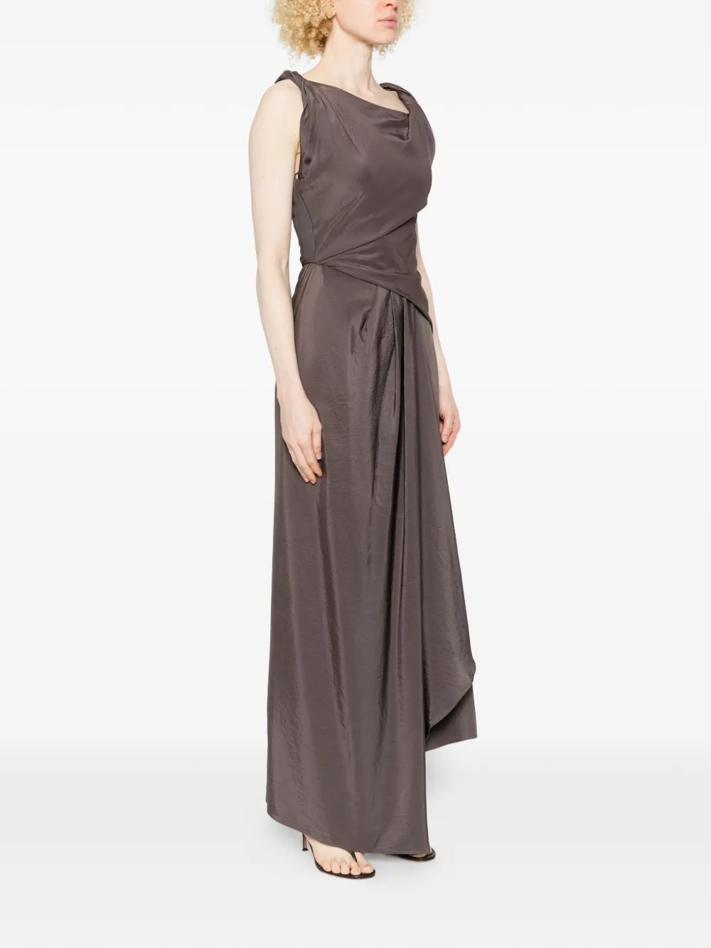  Eleh Draped Dress - Brown 