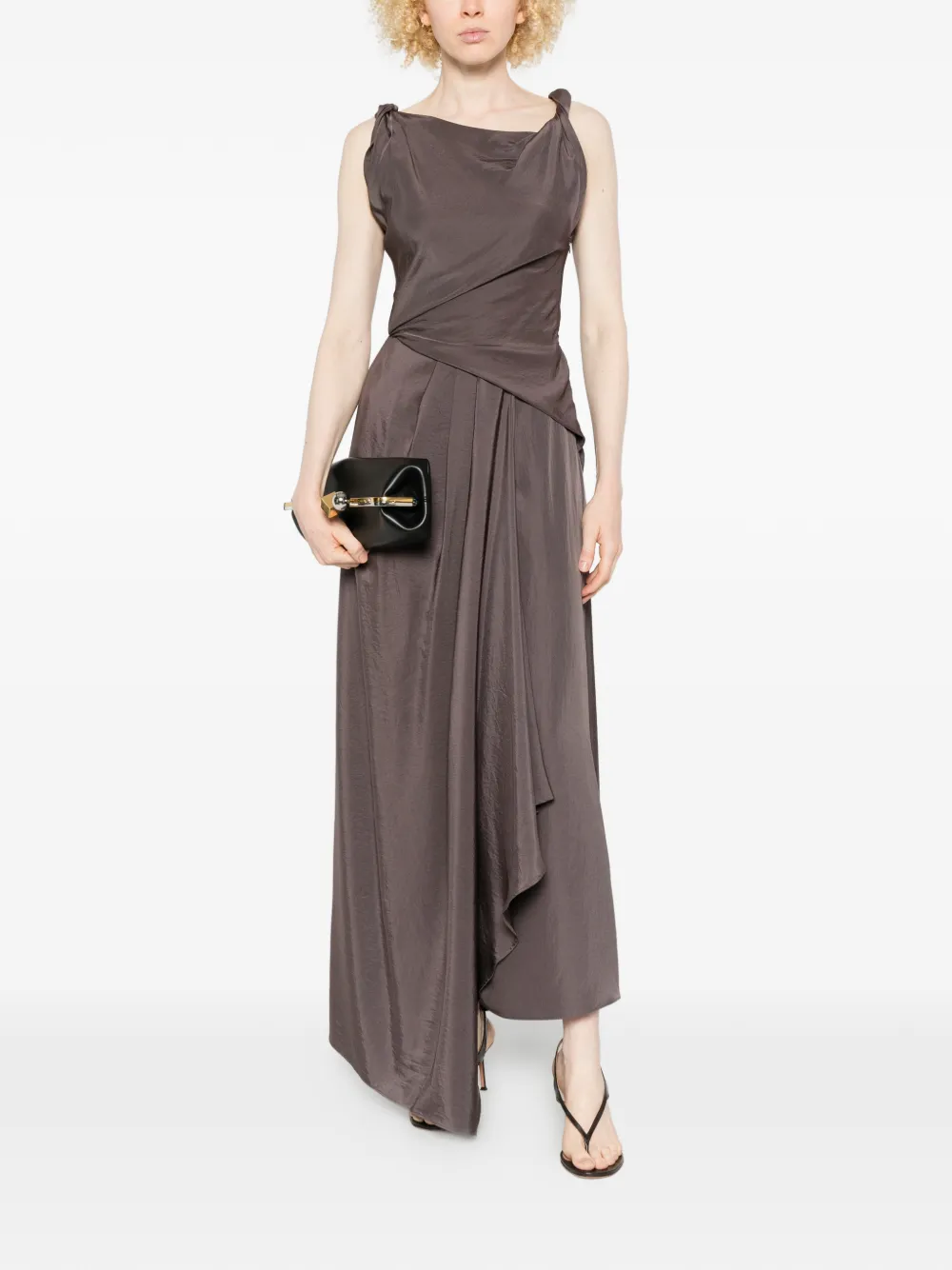  Eleh Draped Dress - Brown 