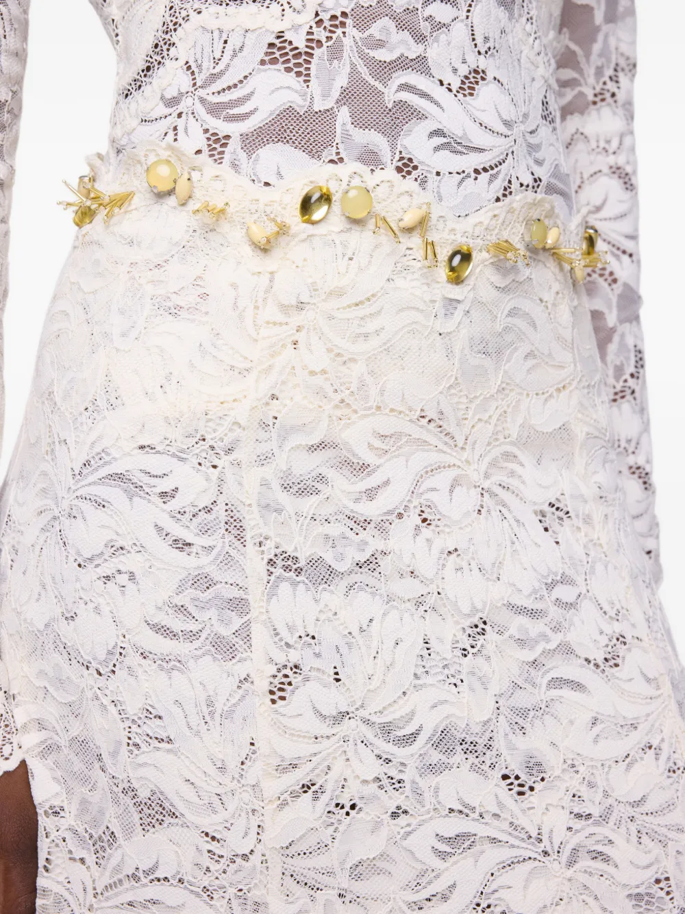 Rabanne Maxi-rok met kant Beige