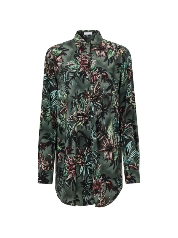Rabanne Floral-printed Silk Shirt in Green