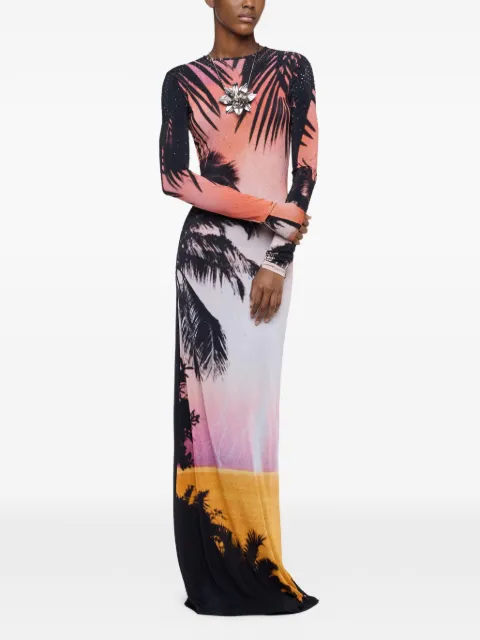 Rabanne vestido largo con estampado Thunderstorm