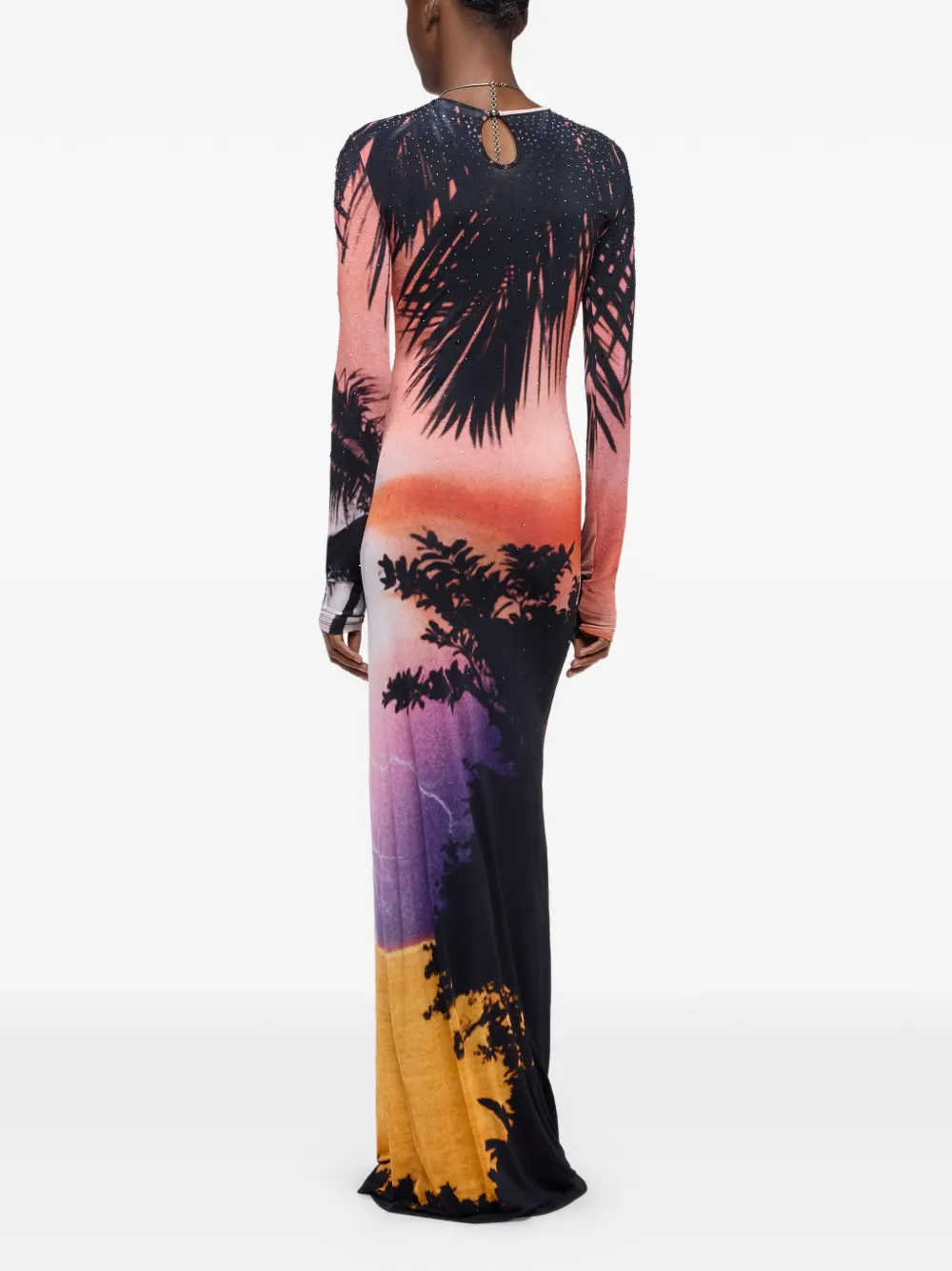 Rabanne Maxi-jurk met print Zwart