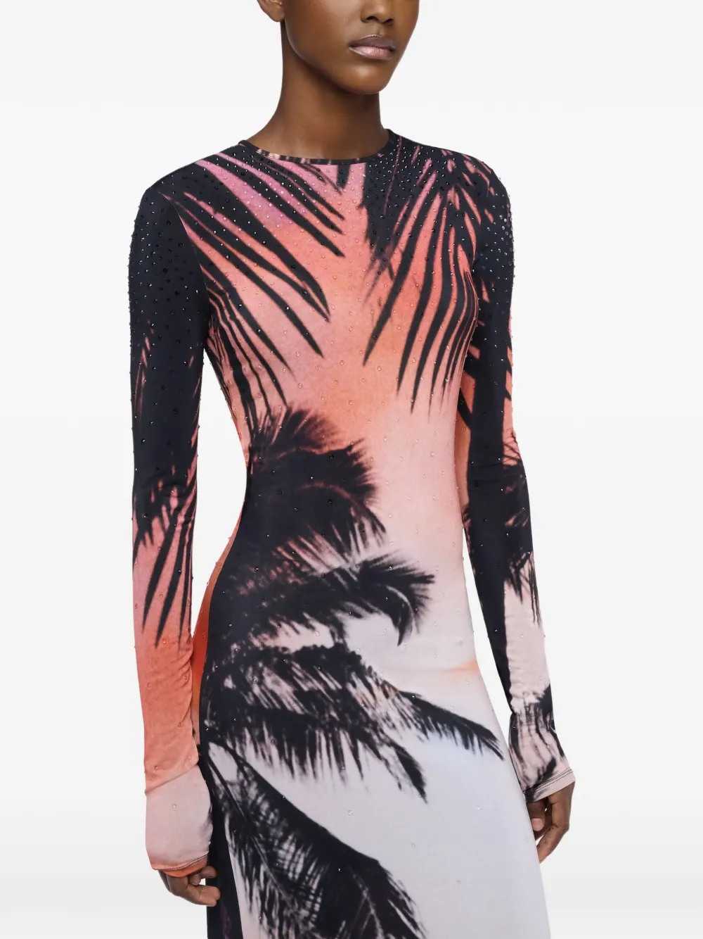 Rabanne Maxi-jurk met print Zwart
