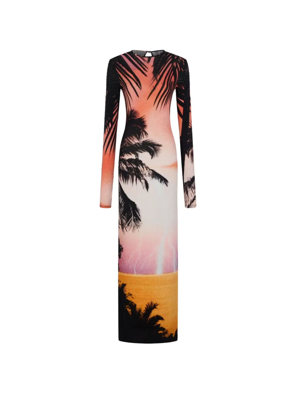 Rabanne maxi dress in thunderstorm-printed second-skin jersey