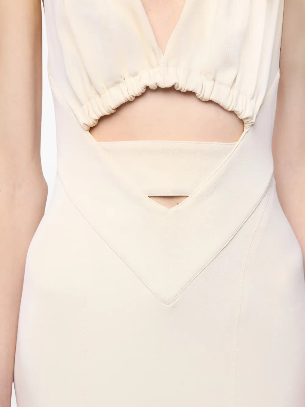 Rabanne Midi-jurk met gekruiste bandjes en uitgesneden details Beige