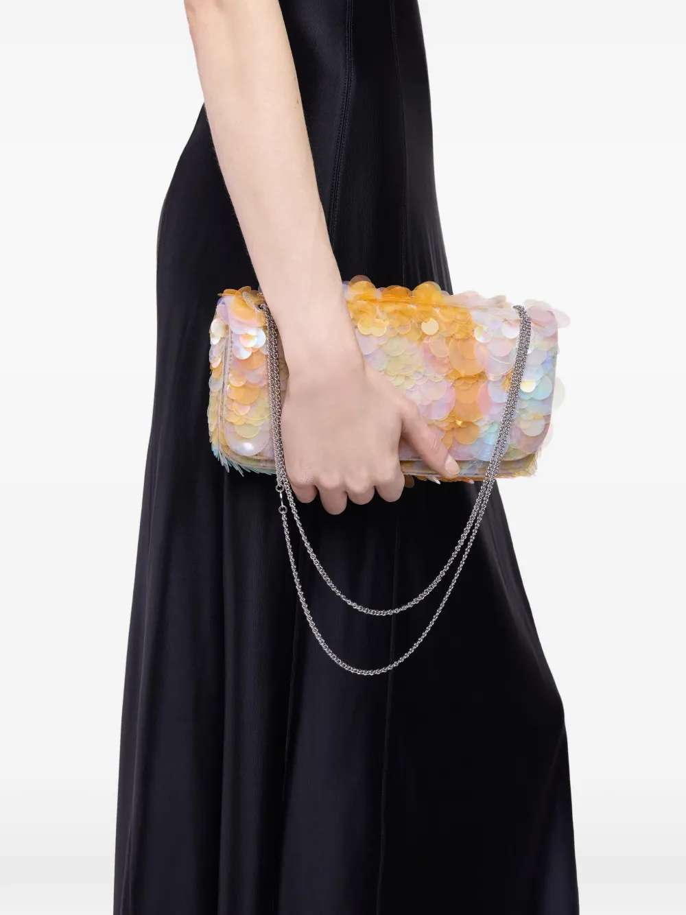 Rabanne Borsa a spalla con paillettes - Arancione