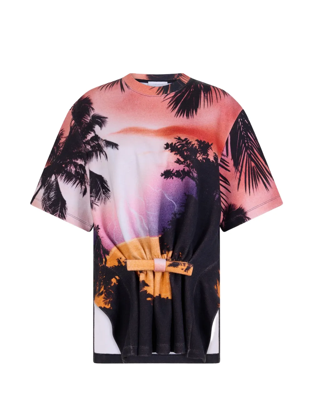 Rabanne T-shirt con stampa e fiocco - Nero