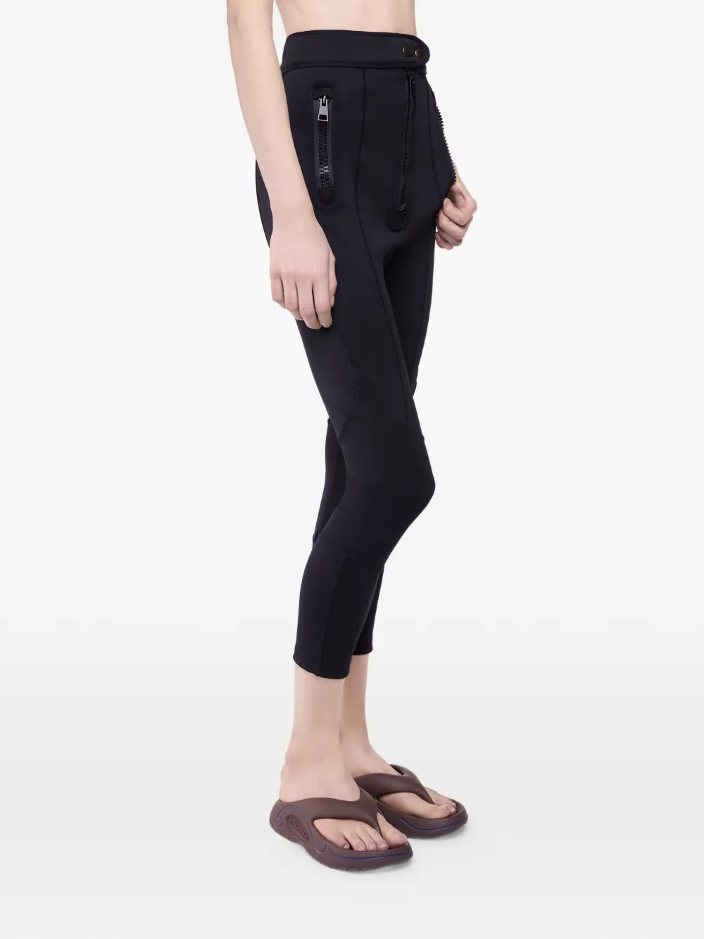 Rabanne Pantaloni capri con zip - Nero