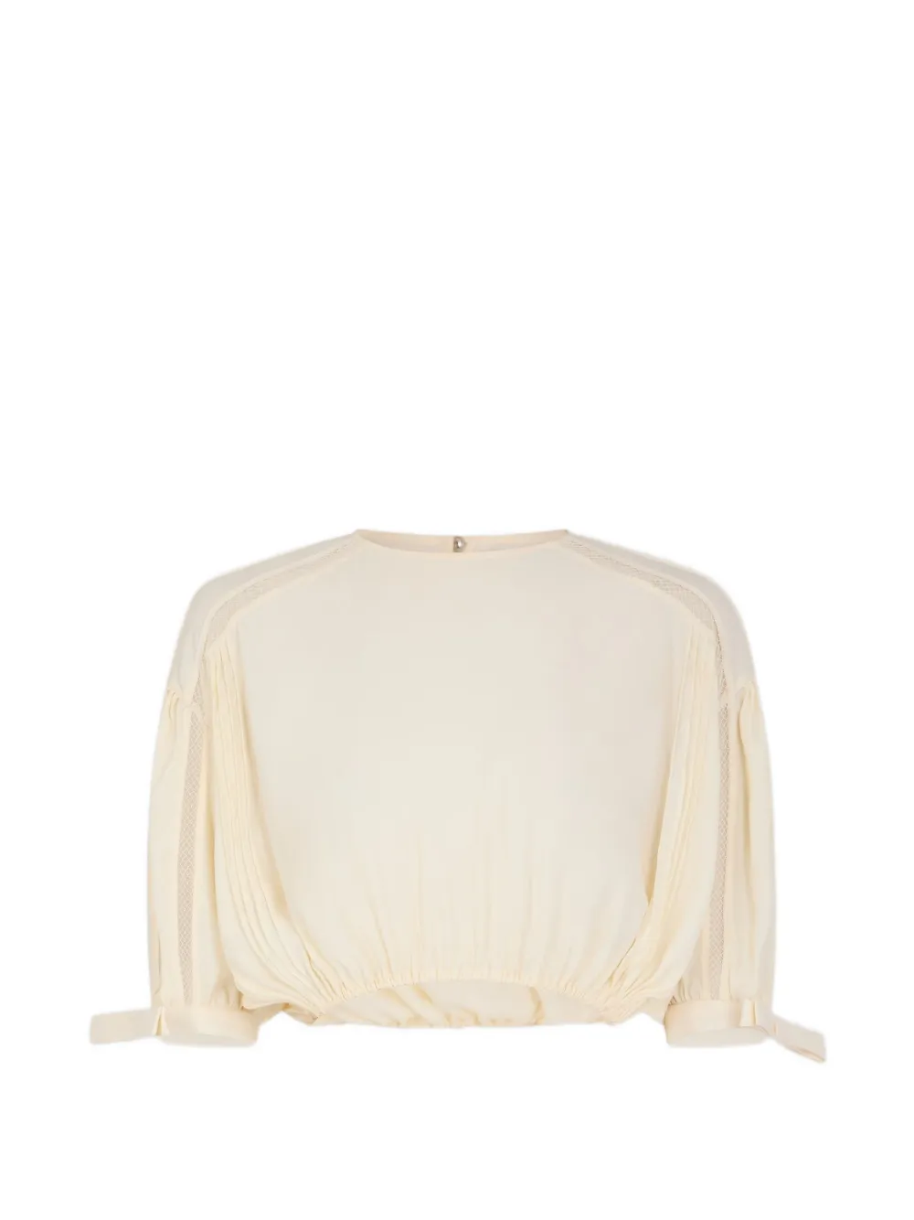Rabanne Cropped top met pofmouwen Beige