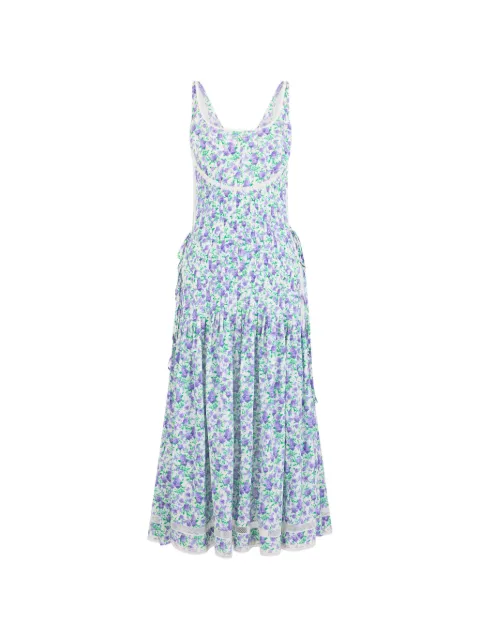 Rabanne vestido midi con encaje floral