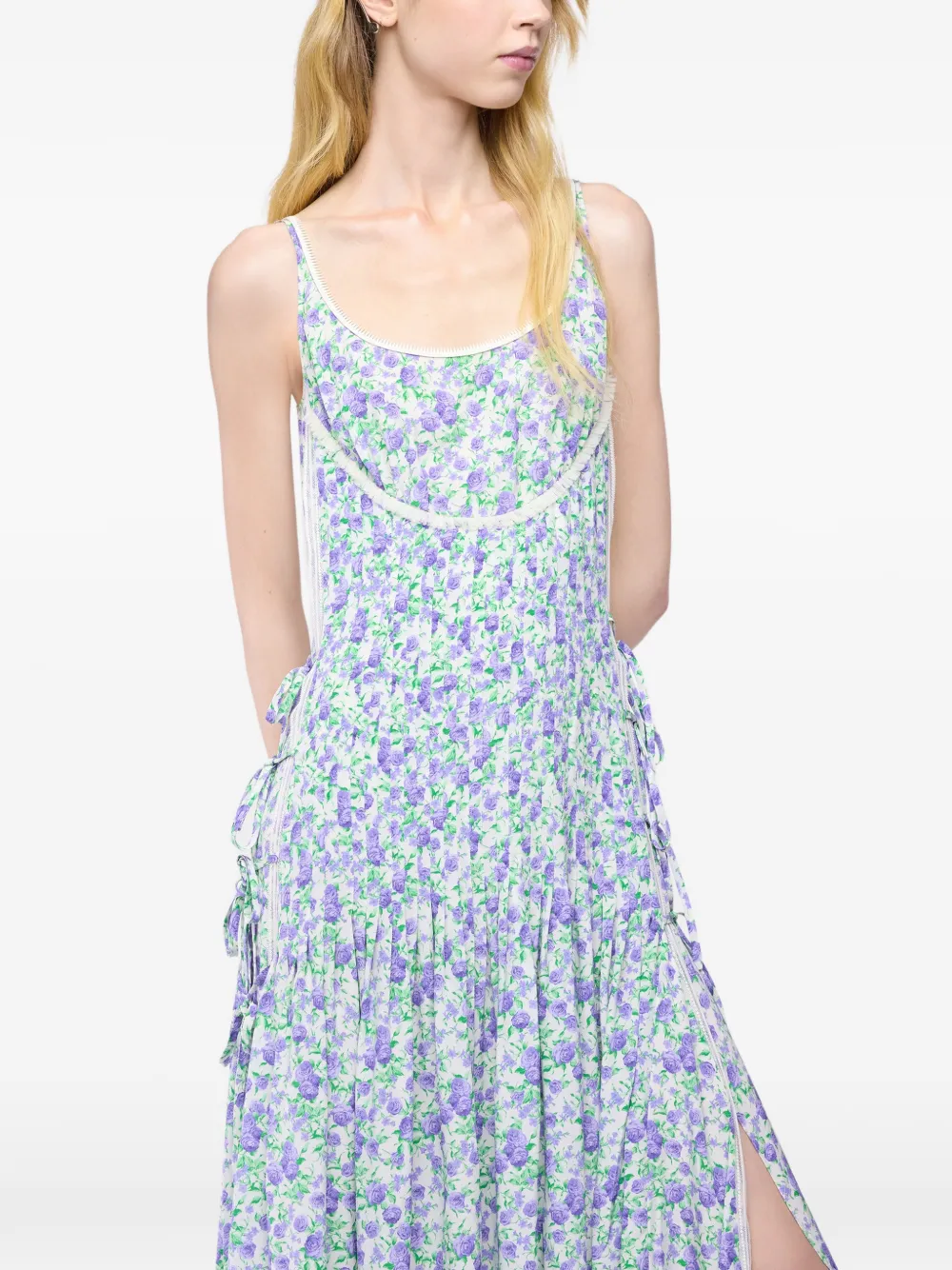 Rabanne Midi-jurk met bloemenkant Wit