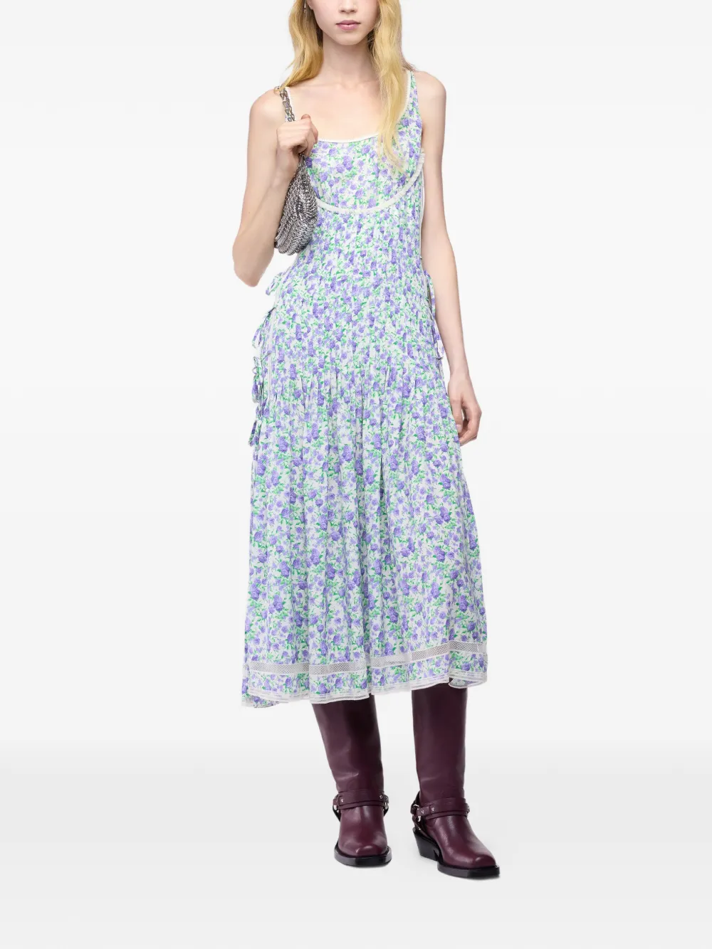Rabanne Midi-jurk met bloemenkant Wit