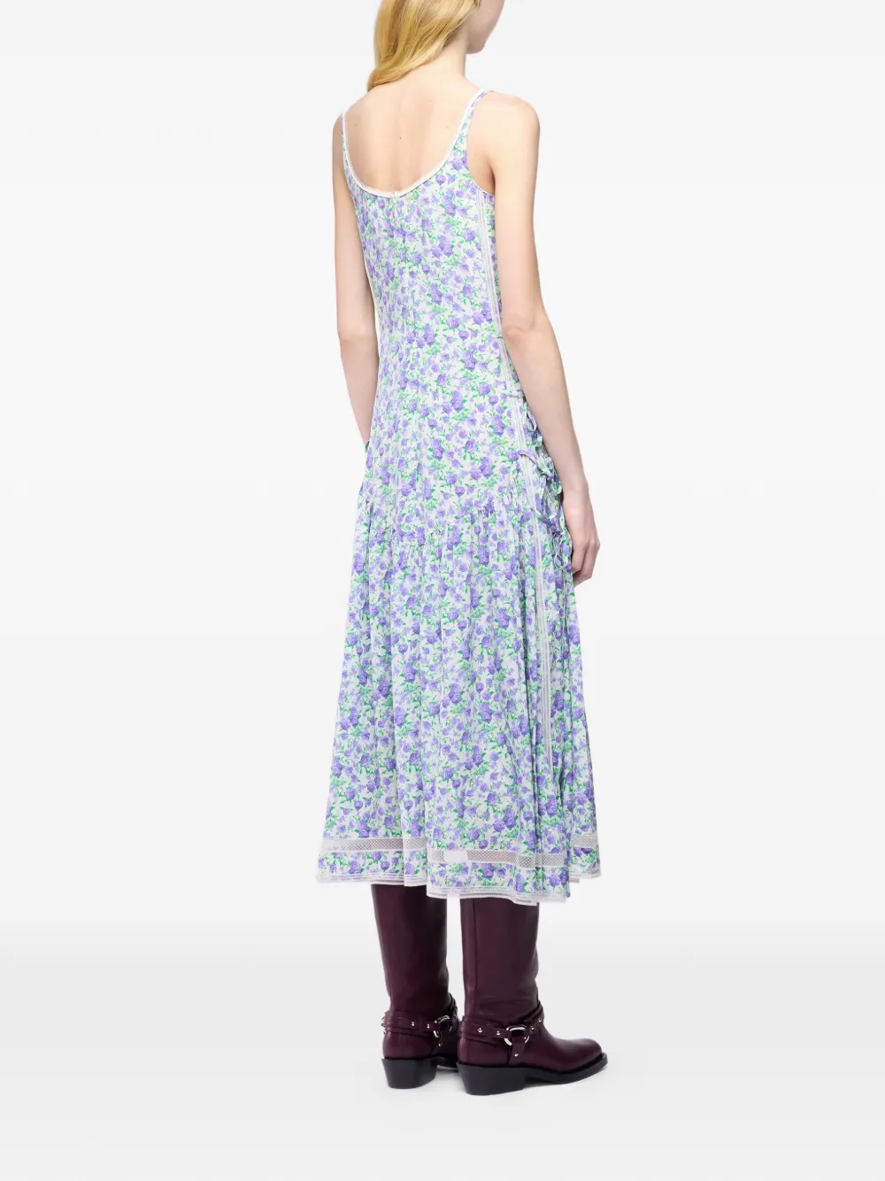 Rabanne Midi-jurk met bloemenkant Wit
