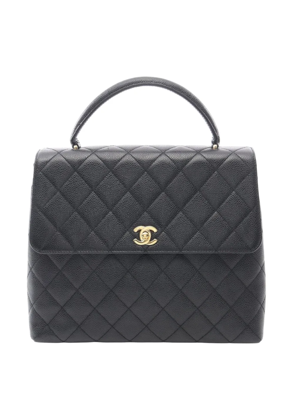 CHANEL Pre-Owned Borsa a mano Kelly CC in pelle Caviar trapuntata 1997-1999 - Nero